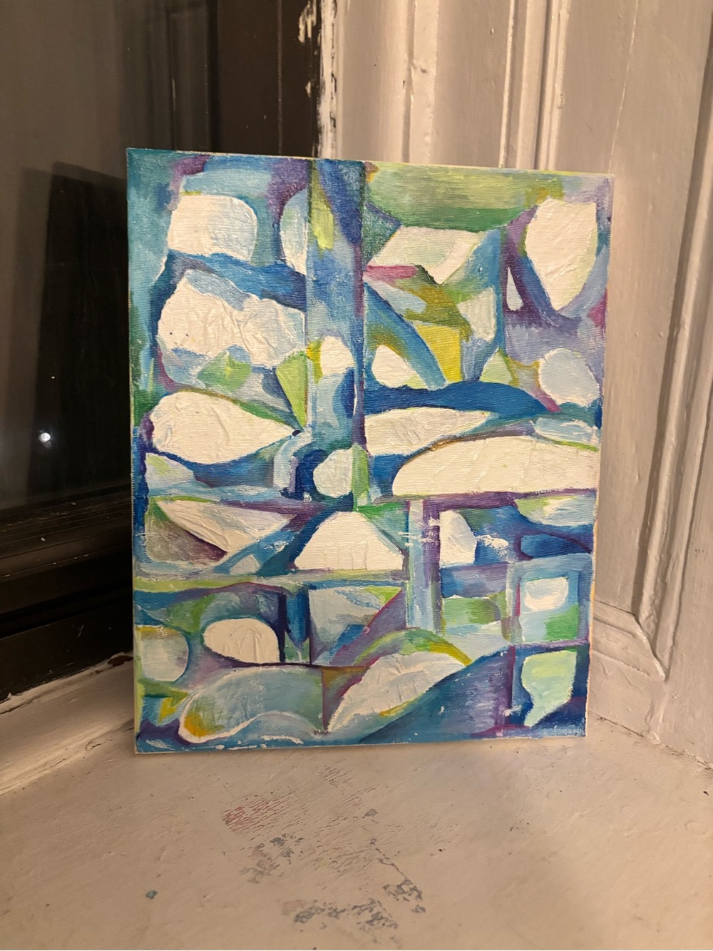 Abstract Blue and Green Canvas Wall Art - Unbranded